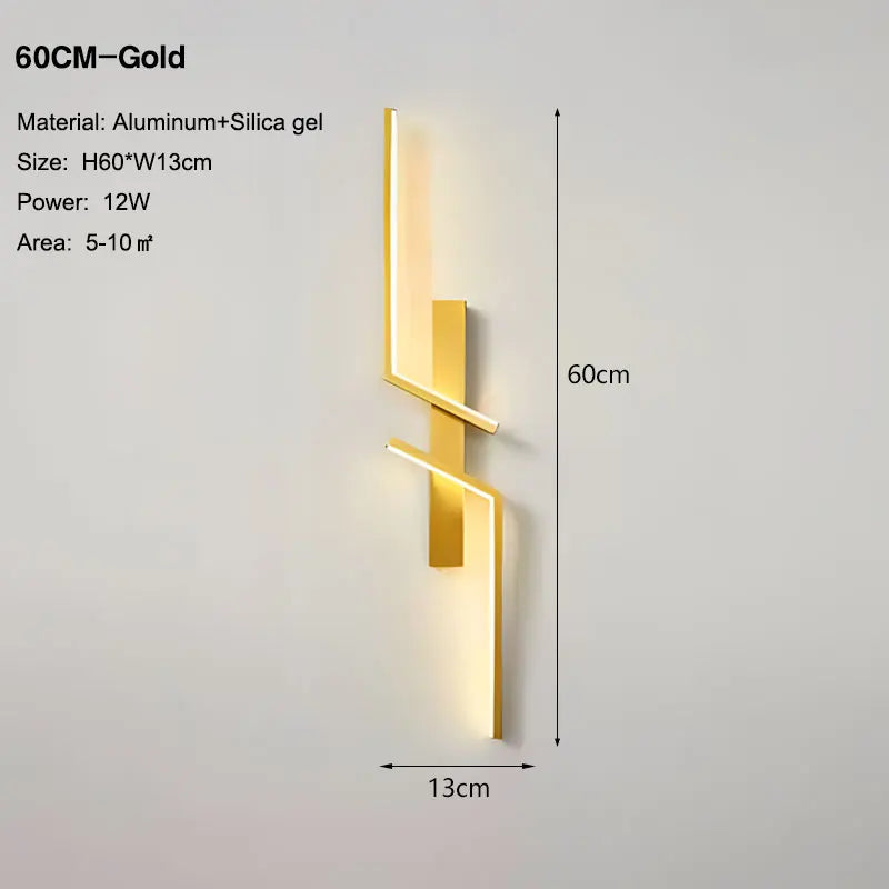 Nordic Black and Gold LED Wall Sconce – Modern Wall Light Fixture for Bedroom, TV Background, Stairs, and Indoor Spaces