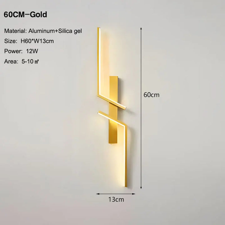 Nordic Black and Gold LED Wall Sconce – Modern Wall Light Fixture for Bedroom, TV Background, Stairs, and Indoor Spaces