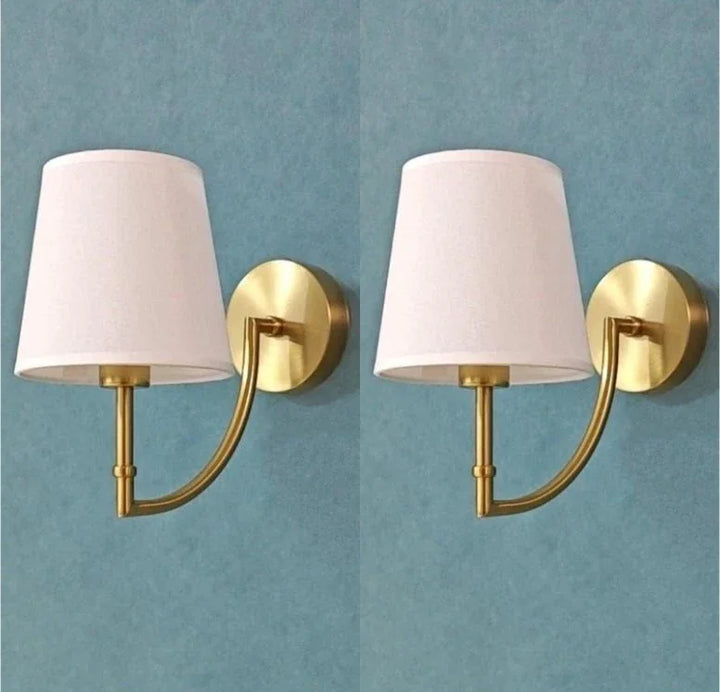 Nordic Minimalist Wall Lamp – Modern Linen Lampshade with Elbow Design for Living Room, Bedroom, and Staircase