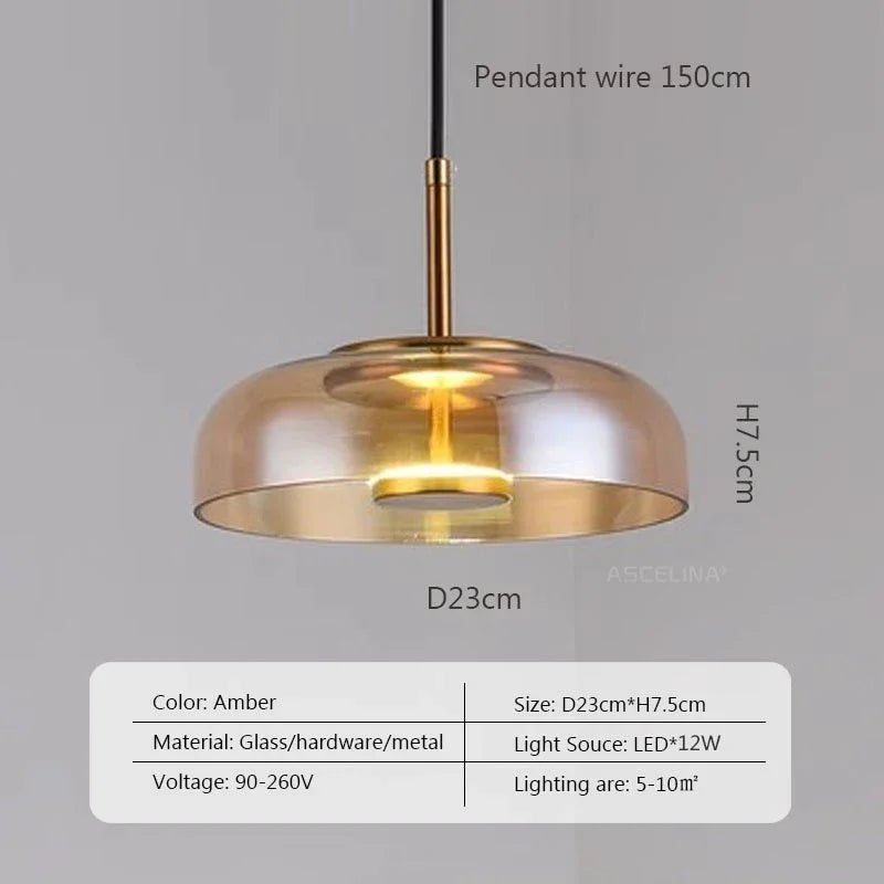 Modern LED Pendant Light – Nordic Glass Hanging Lamp for Dining Room, Bedroom, and Loft