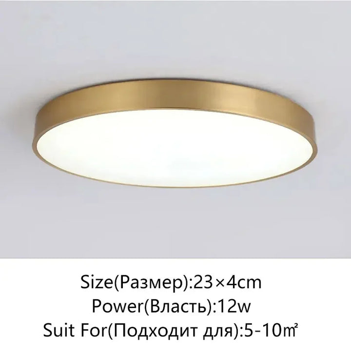 Modern LED Corridor Ceiling Light Lamps - Simple Golden Round