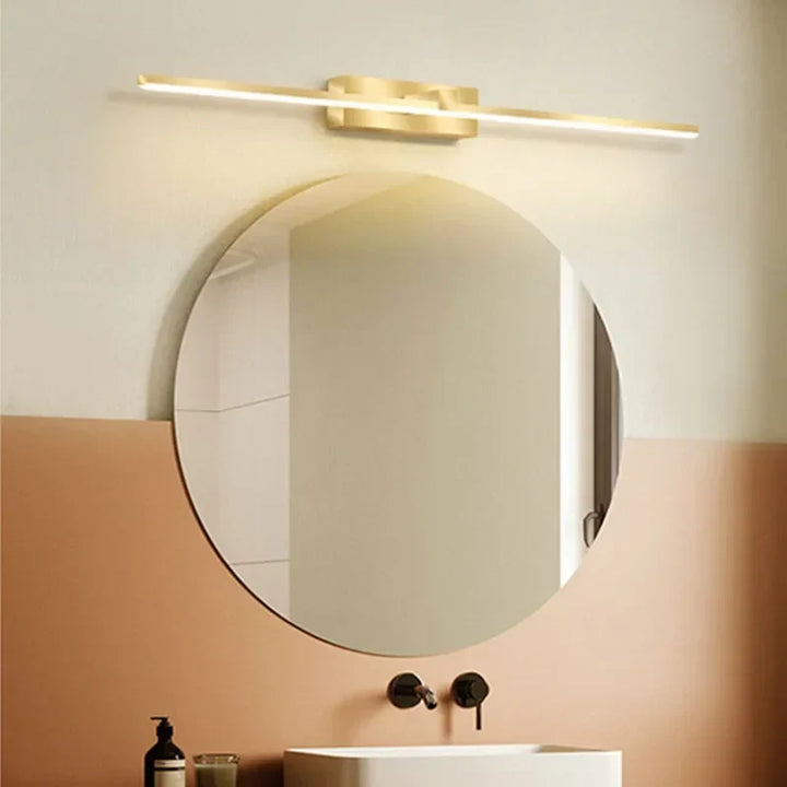 Modern Gold LED Wall Lamp – Bathroom Mirror Light with Touch Switch for Bedroom, Living Room, and Vanity Lighting