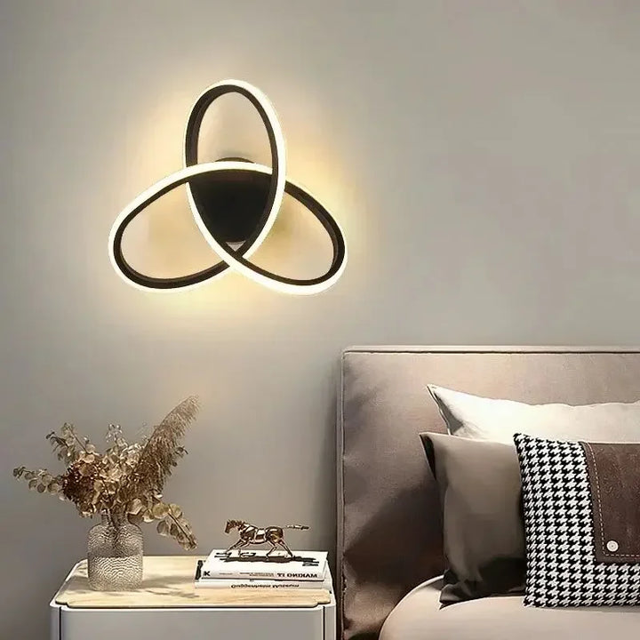 Modern LED Wall Lamp – Trefoil Black & White Ceiling Light for Bedroom, Living Room, Corridor, and Study with Remote Control and Dimmable Options
