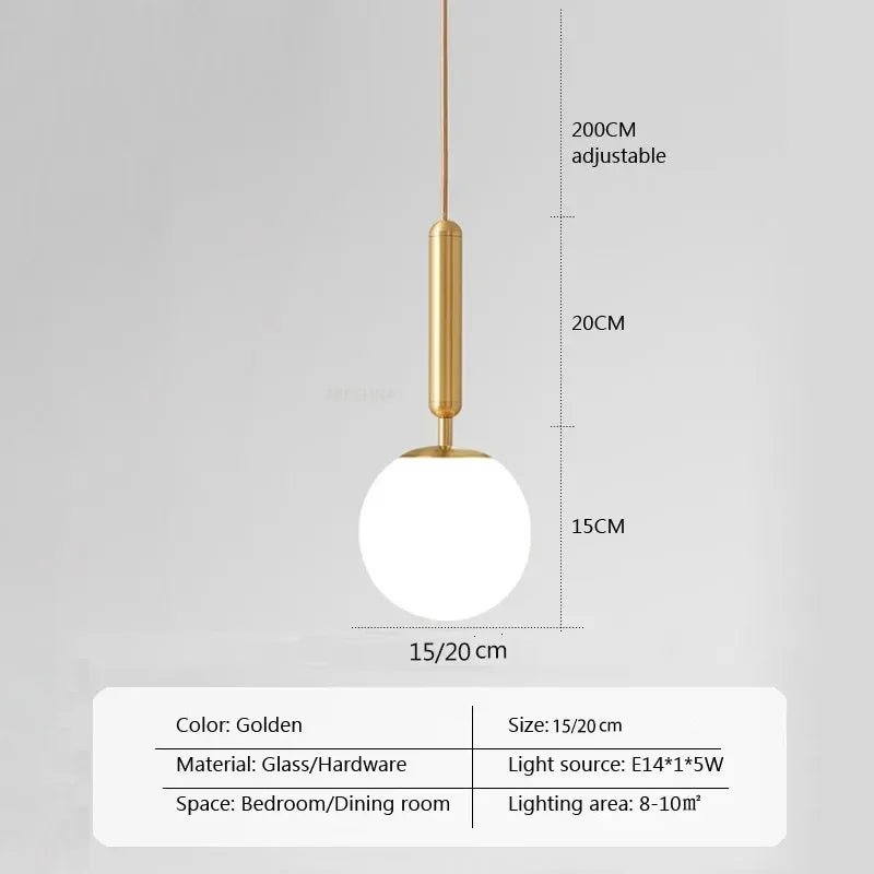 Modern Luxurious LED Pendant Light – Gold Ball Lampshade Hanging Light Fixture for Dining, Living Room, and Bedroom Décor