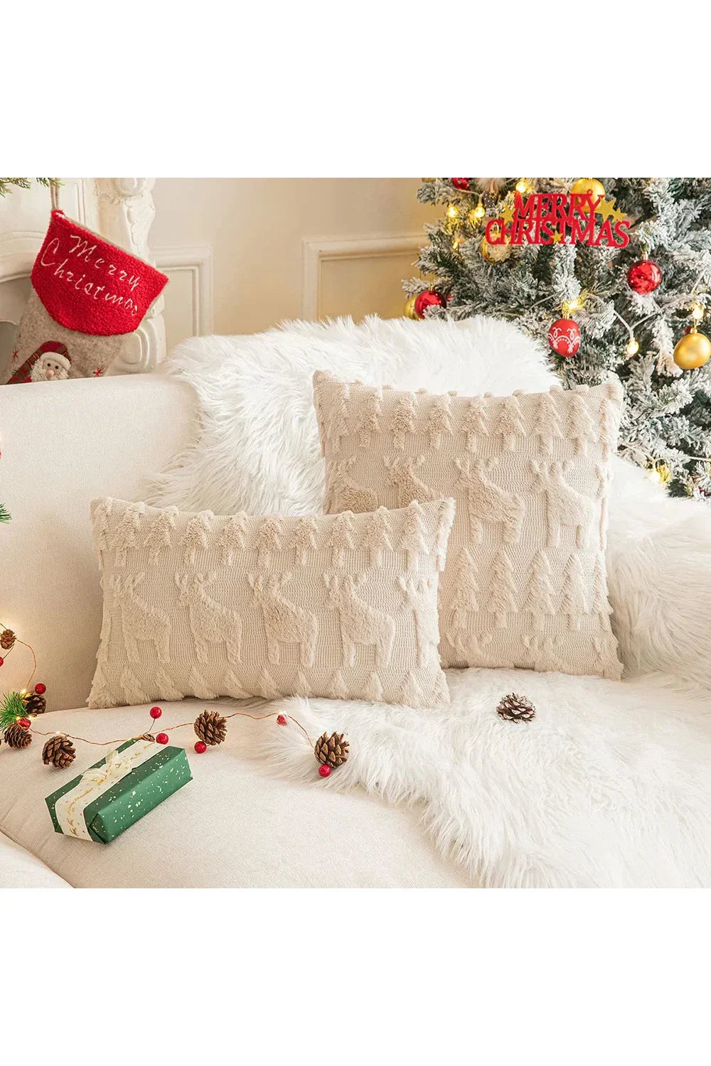 Plush decorative cushion cover