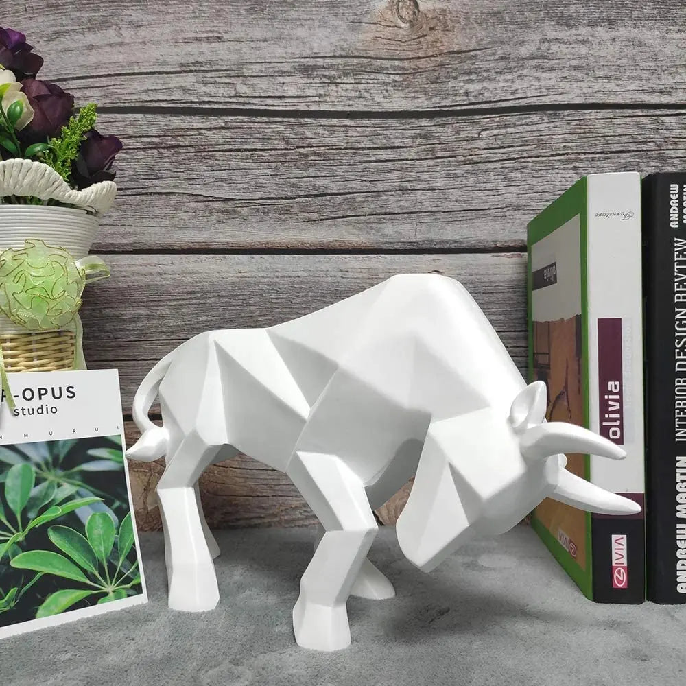 Modern Geometric Bull Statue, Ornament, Café, Bull Sculptures, Animal Figures, Abstract Hotel Home Decoration