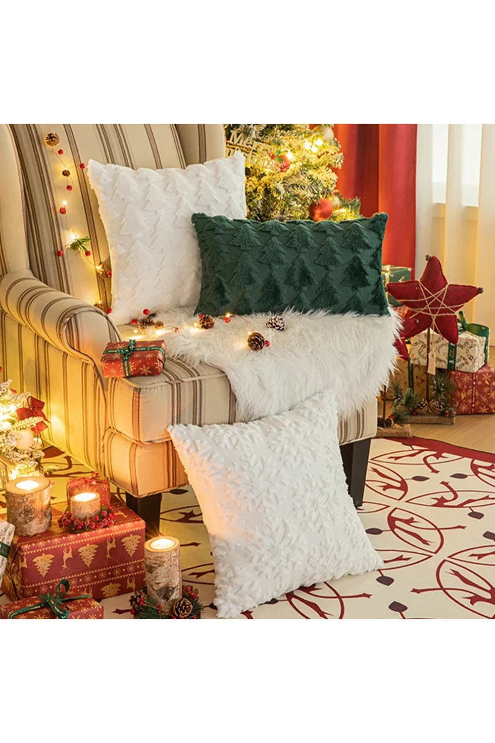 Plush decorative cushion cover