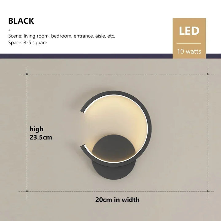 Modern LED Wall Lamp – Nordic Style Black, White, and Gold Wall Lighting for Living Room, Bedroom, Aisle, and Home Decor