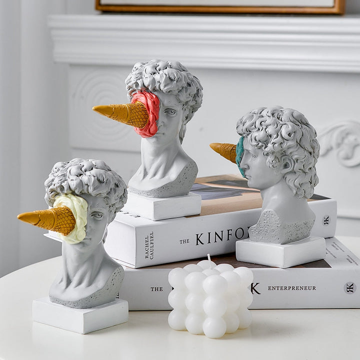 David Figurine with Ice Cream Home Decoration Sculpture