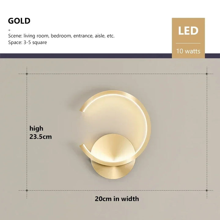 Modern LED Wall Lamp – Nordic Style Black, White, and Gold Wall Lighting for Living Room, Bedroom, Aisle, and Home Decor