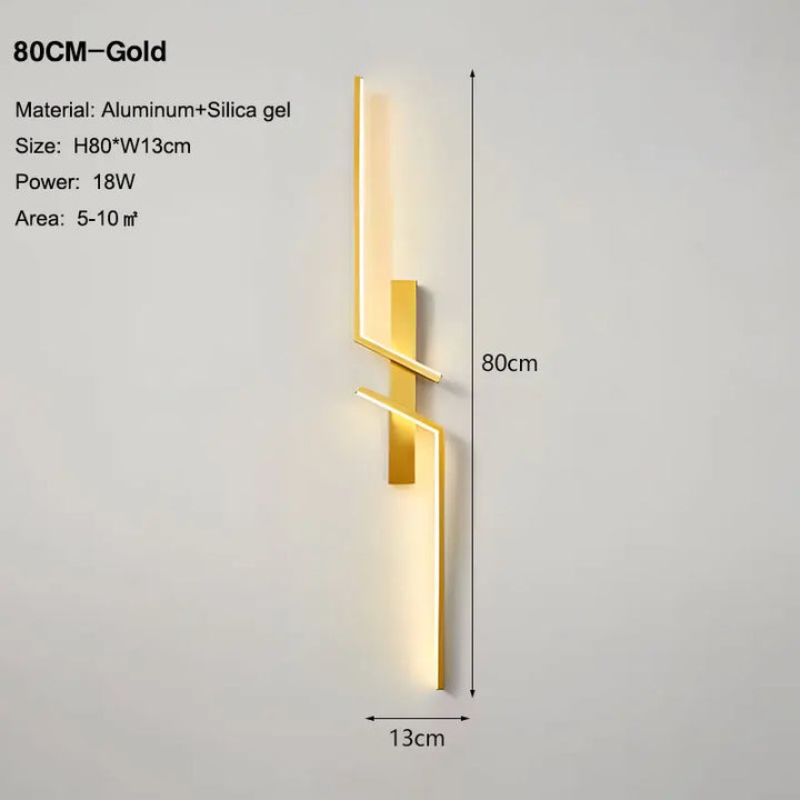 Nordic Black and Gold LED Wall Sconce – Modern Wall Light Fixture for Bedroom, TV Background, Stairs, and Indoor Spaces