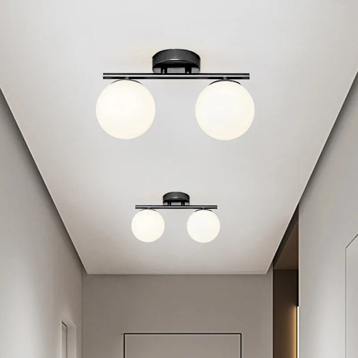 Modern Nordic LED Ceiling Light – Gold Iron and Glass Lamp for Corridor, Aisle, Cloakroom, Balcony, and Bedroom