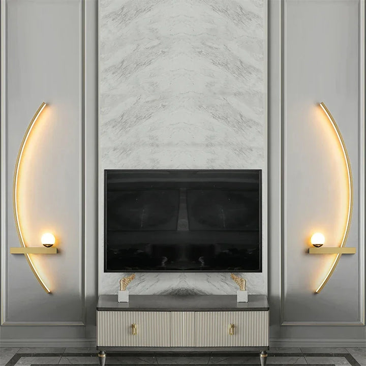 Modern LED Wall Lamp Black Gold - Sleek Long Strip Design for Versatile Illumination
