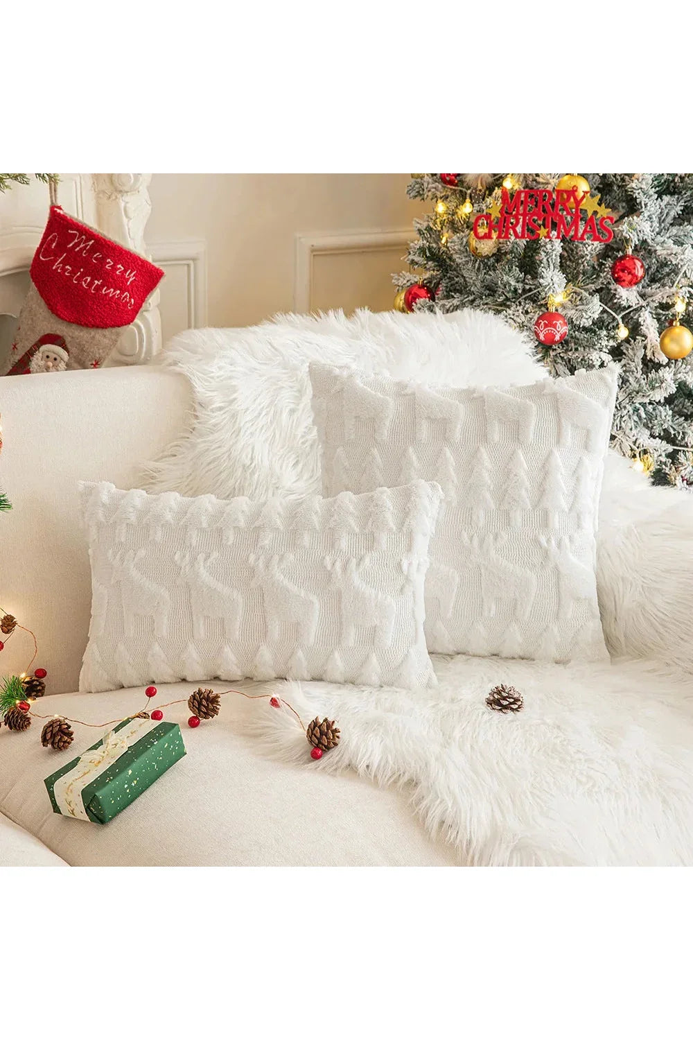 Plush decorative cushion cover