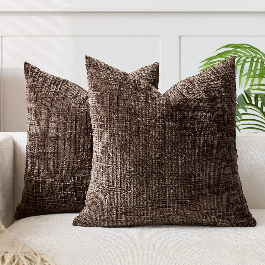 Chenille Cushion with Bamboo Texture in Solid Color for Sofa and Bedroom