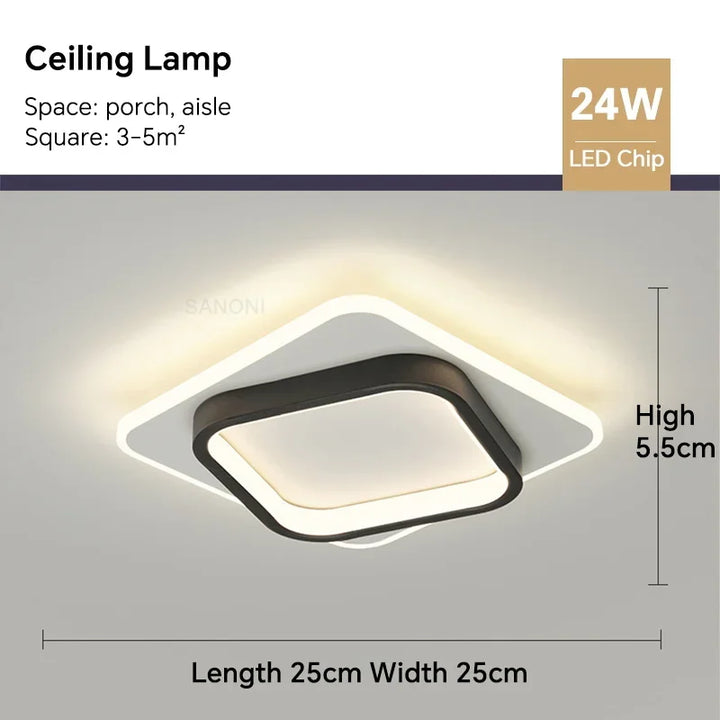 Modern LED Ceiling Lamp - Square Ceiling Light Fixture for Living Room, Stair, Aisle, and More