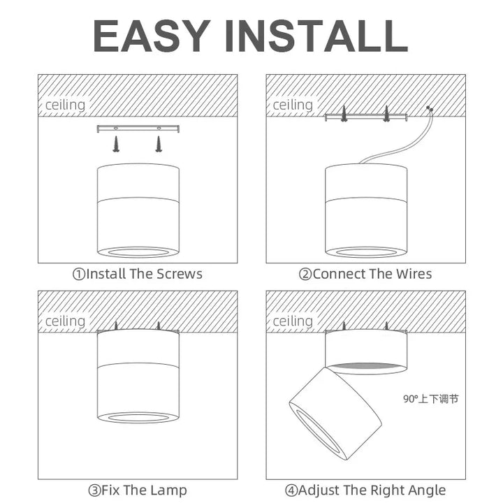 Modern LED Wall Lamp – Round Surface Mounted Downlight with Neutral, Cool, & Warm Light Options for Kitchen, Bedroom, Dining Room, and More