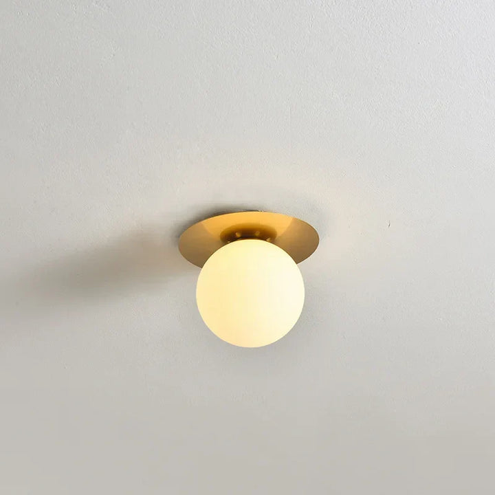 Nordic LED Ceiling Light – Simple Bedroom, Corridor, and Living Room Light with Acrylic Ball and Gold & Black Iron G9 Lamp
