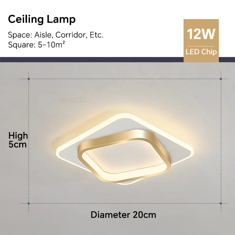 Modern LED Ceiling Lamp - Square Ceiling Light Fixture for Living Room, Stair, Aisle, and More