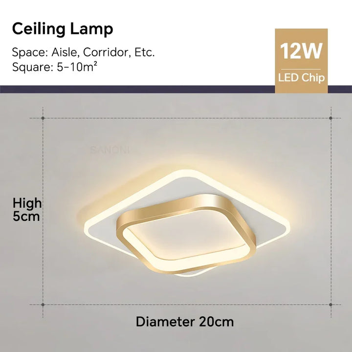 Modern LED Ceiling Lamp - Square Ceiling Light Fixture for Living Room, Stair, Aisle, and More