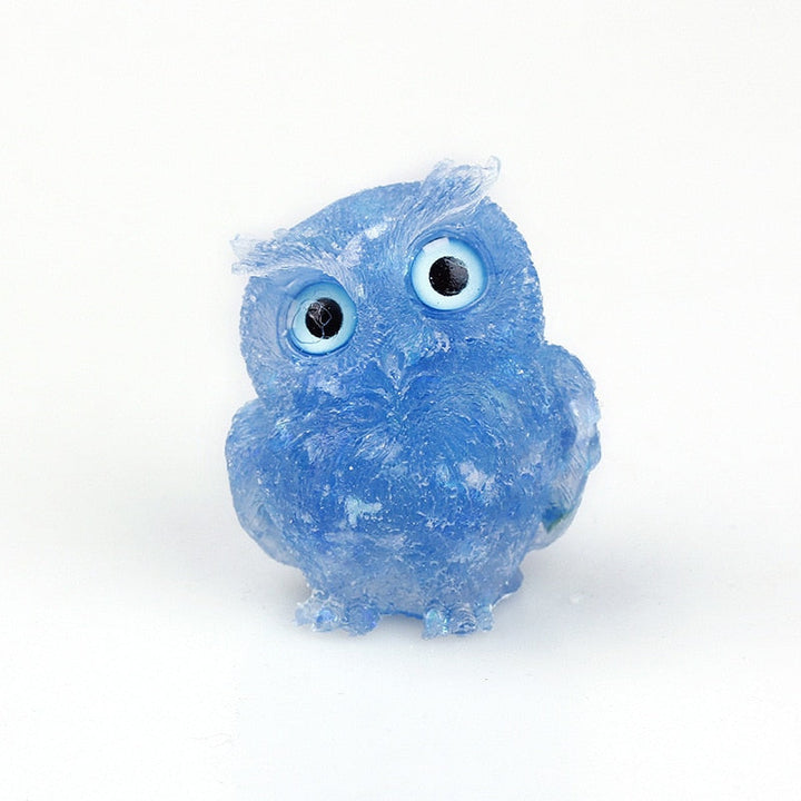 Natural Crystal Owl Figurine: Handmade Collector's Item