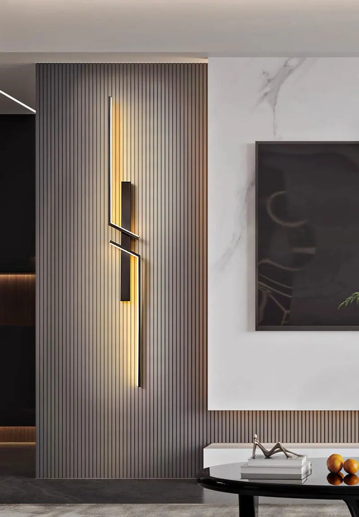 Nordic Black and Gold LED Wall Sconce – Modern Wall Light Fixture for Bedroom, TV Background, Stairs, and Indoor Spaces