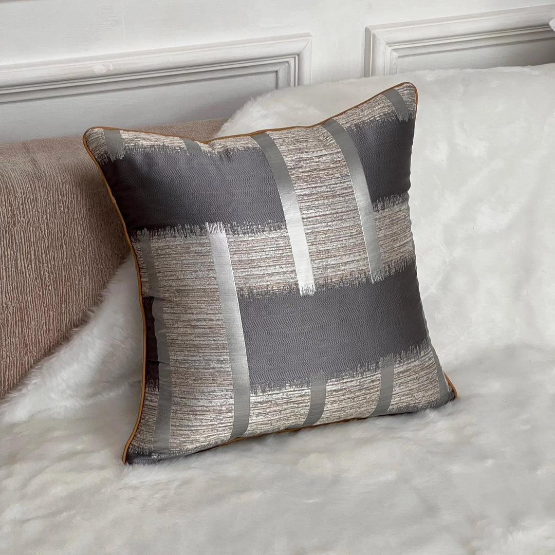 Shiny Golden Silver Stripe Jacquard Cushion Cushion Covers 45x45cm Pillow Cases Square Cover For Sofa Throw Cushions Light Luxury Nordic Home Decor
