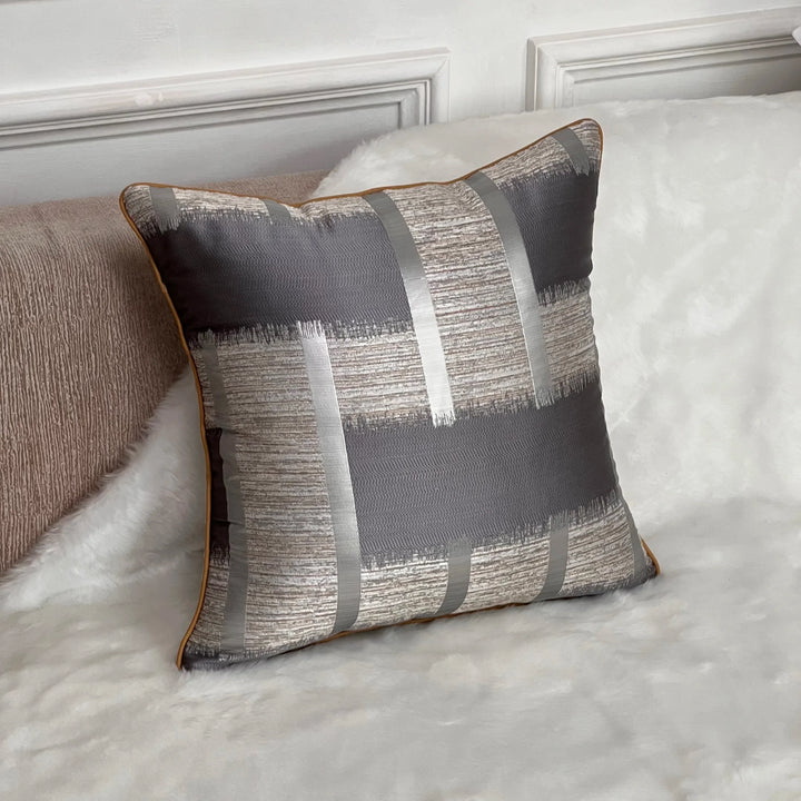 Shiny Golden Silver Stripe Jacquard Cushion Cushion Covers 45x45cm Pillow Cases Square Cover For Sofa Throw Cushions Light Luxury Nordic Home Decor