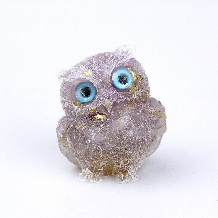 Natural Crystal Owl Figurine: Handmade Collector's Item