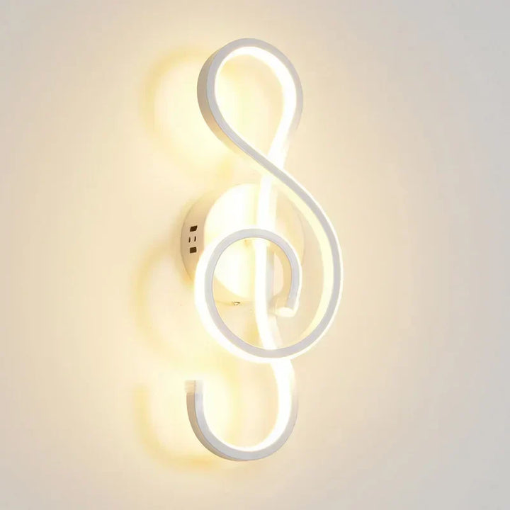 Modern LED Wall Lamp - Musical Note Wall Sconce for Bedroom, Living Room, and Study, Touch On/Off, Up & Down Light Direction, Indoor Home Decor