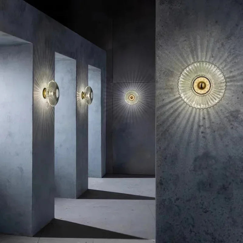 Modern Glass LED Wall Lamp – Ripple Design for Corridor, Aisle, Staircase, and Dining Room Backdrop
