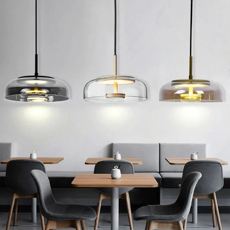 Modern LED Pendant Light – Nordic Glass Hanging Lamp for Dining Room, Bedroom, and Loft