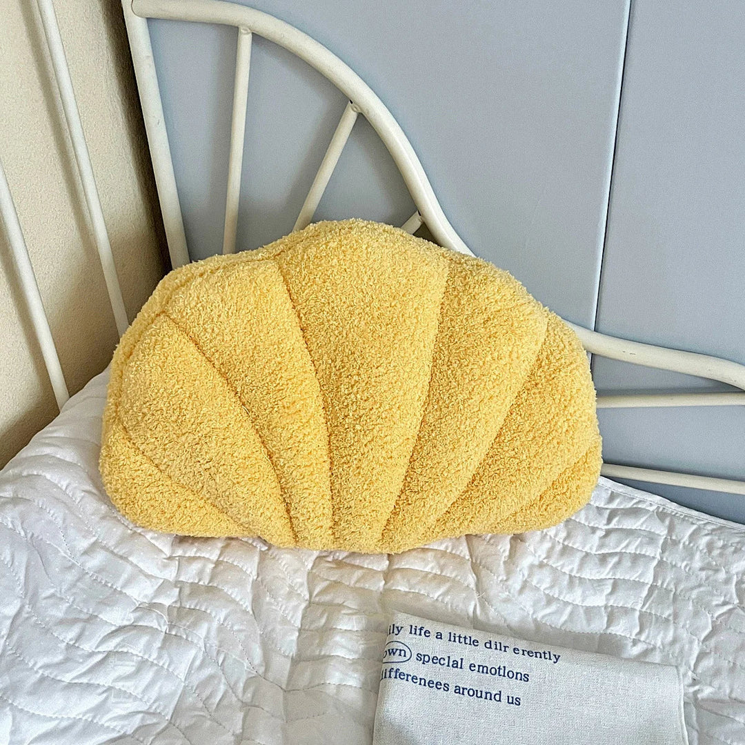 Pastel Shell Cushion – Fluffy Bouclé Plush Pillow