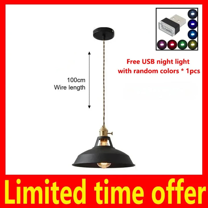 LED Iron Chandelier Pendant Lamp - Vintage Hanging Light
