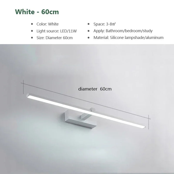 Modern Gold LED Wall Lamp – Bathroom Mirror Light with Touch Switch for Bedroom, Living Room, and Vanity Lighting