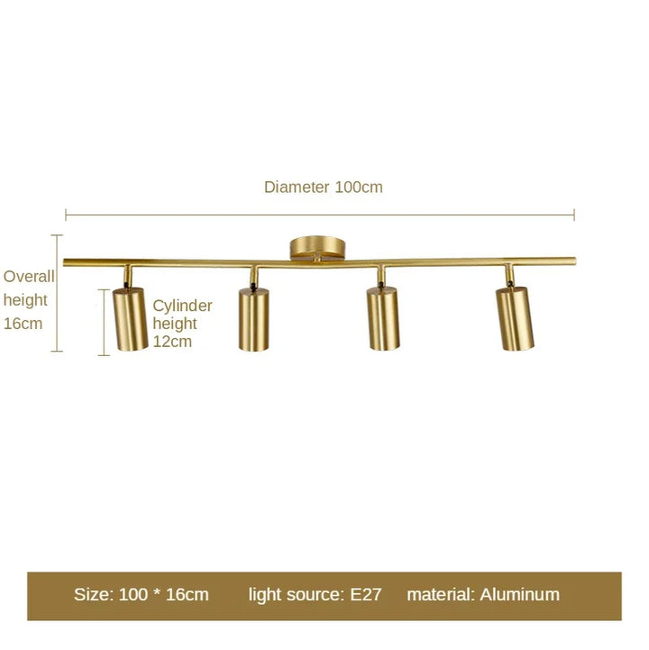 Modern Gold Spotlight Ceiling Light – Nordic Minimalist E27 LED Fixture for Living Room, Bedroom, and Kitchen