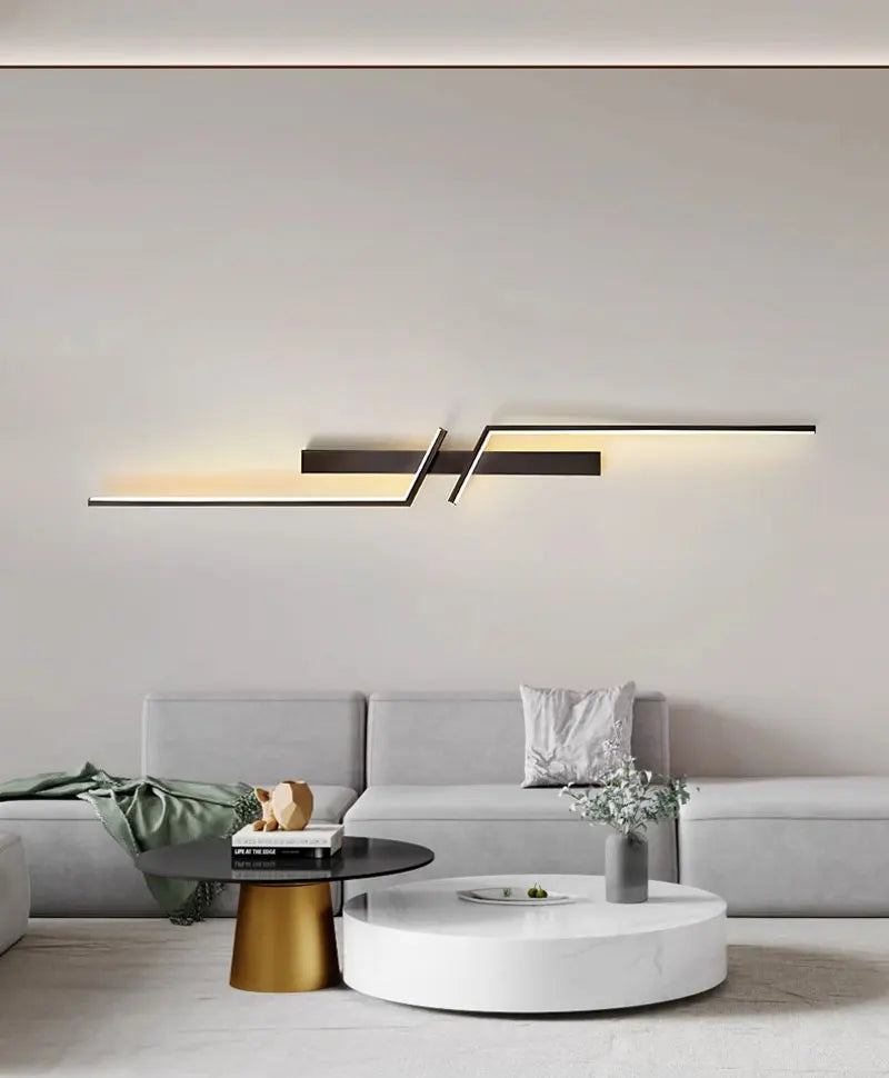 Nordic Black and Gold LED Wall Sconce – Modern Wall Light Fixture for Bedroom, TV Background, Stairs, and Indoor Spaces