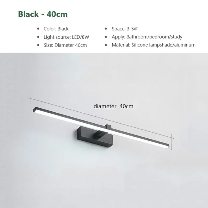 Modern Gold LED Wall Lamp – Bathroom Mirror Light with Touch Switch for Bedroom, Living Room, and Vanity Lighting