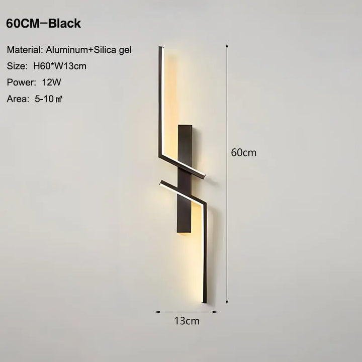 Nordic Black and Gold LED Wall Sconce – Modern Wall Light Fixture for Bedroom, TV Background, Stairs, and Indoor Spaces