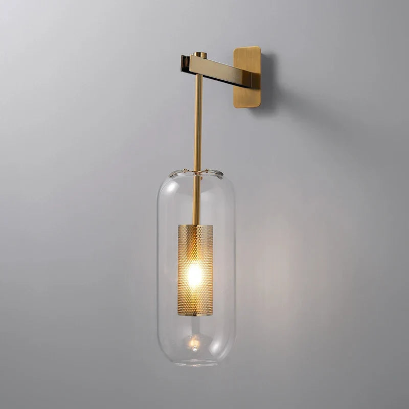Modern Glass Wall Light Sconce – LED Mirror Bedside Lamp for Bedroom, Living Room, Kitchen, and Porch – Stylish Nordic Wall-Mounted Indoor Lighting