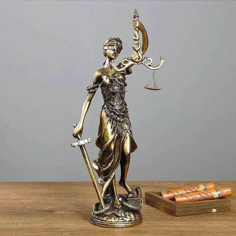 Antique bronze Greek goddess of justice statue Fair Angels resin sculpture ornaments desktop home decoration gift