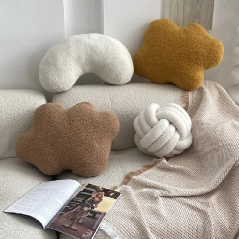 Nordic Bouclé Abstract Cushion – Minimalist Plush Pillow