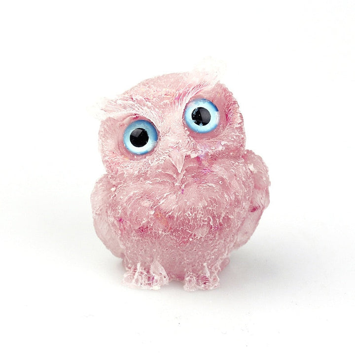 Natural Crystal Owl Figurine: Handmade Collector's Item