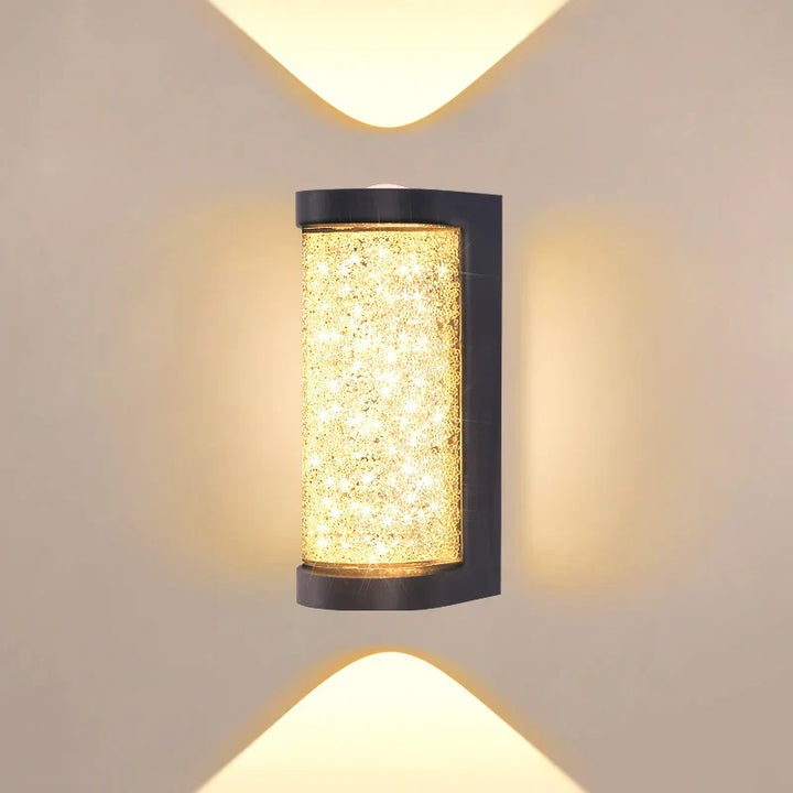 Modern Waterproof LED Outdoor Wall Lamp – Crystal Wall Sconce for Garden, Patio, and Doorway Lighting