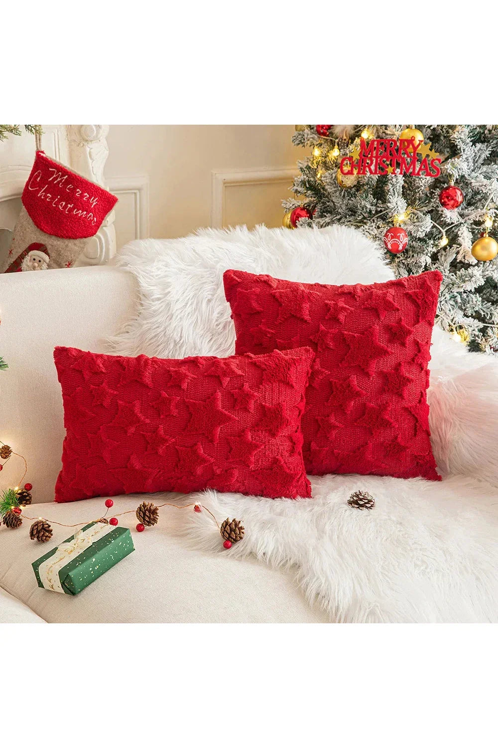 Plush decorative cushion cover