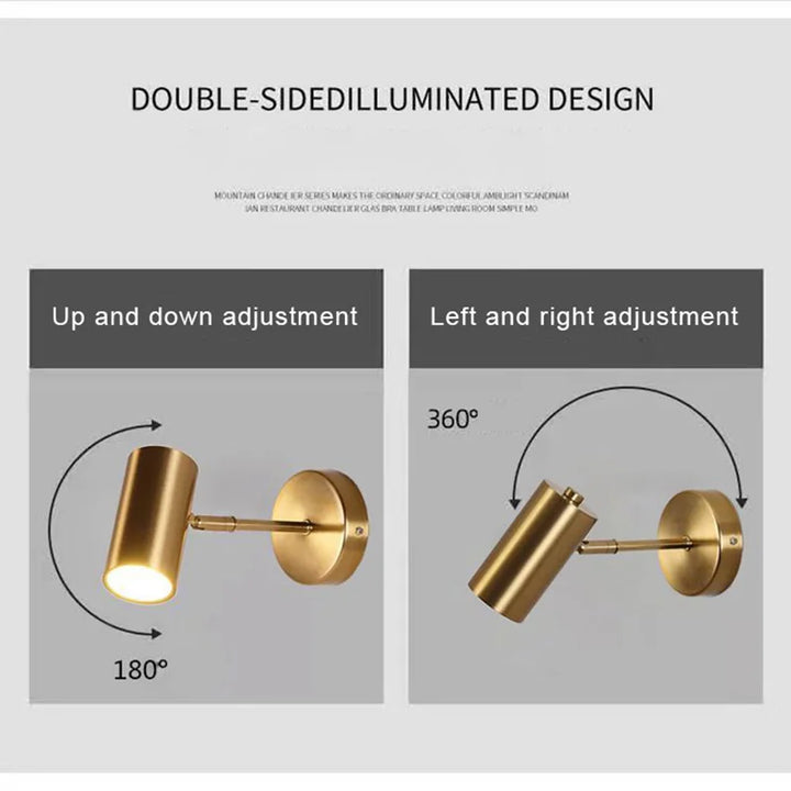 Modern Gold LED Wall Lamp – Adjustable Wall Sconce for Bedroom, Living Room, Bedside, and Indoor Decor