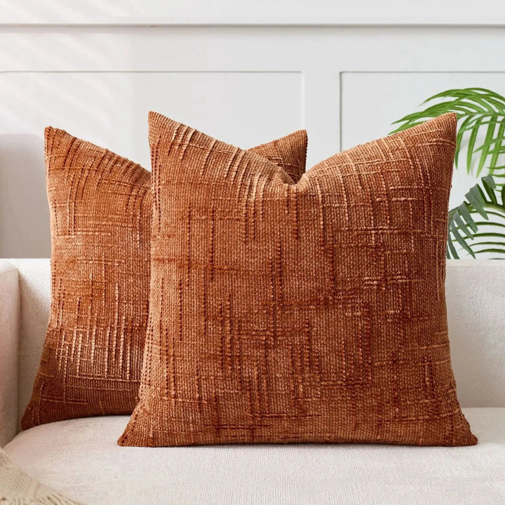 Chenille Throw Pillow Cover Bamboo Texture Solid Color