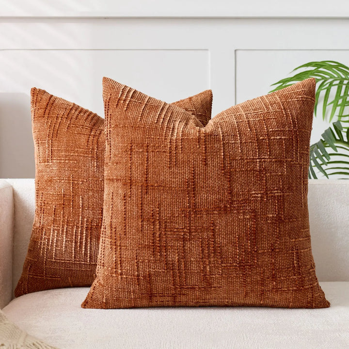 Chenille Cushion with Bamboo Texture in Solid Color for Sofa and Bedroom