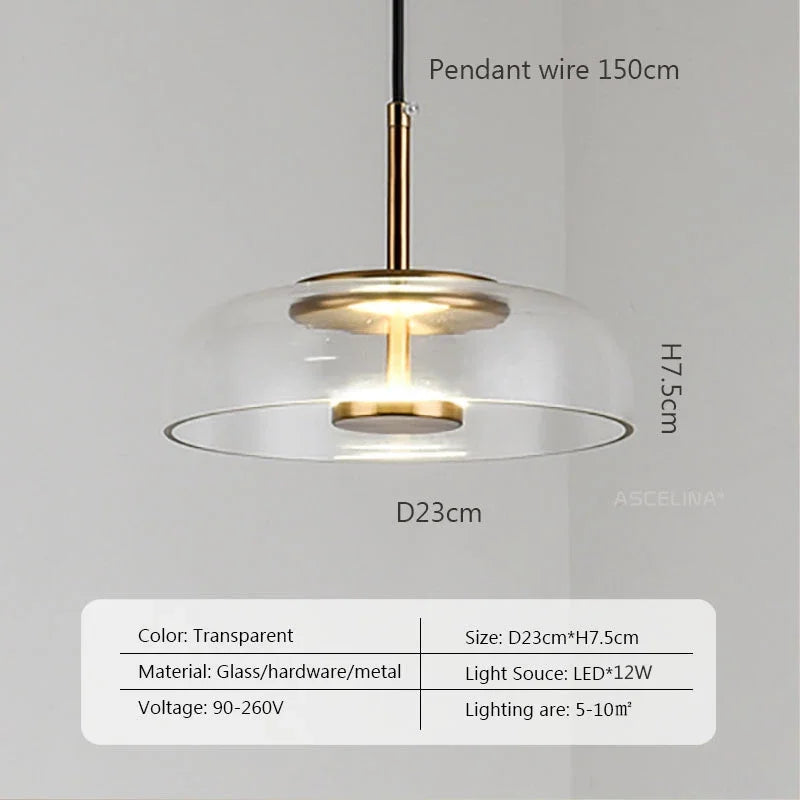 Modern LED Pendant Light – Nordic Glass Hanging Lamp for Dining Room, Bedroom, and Loft