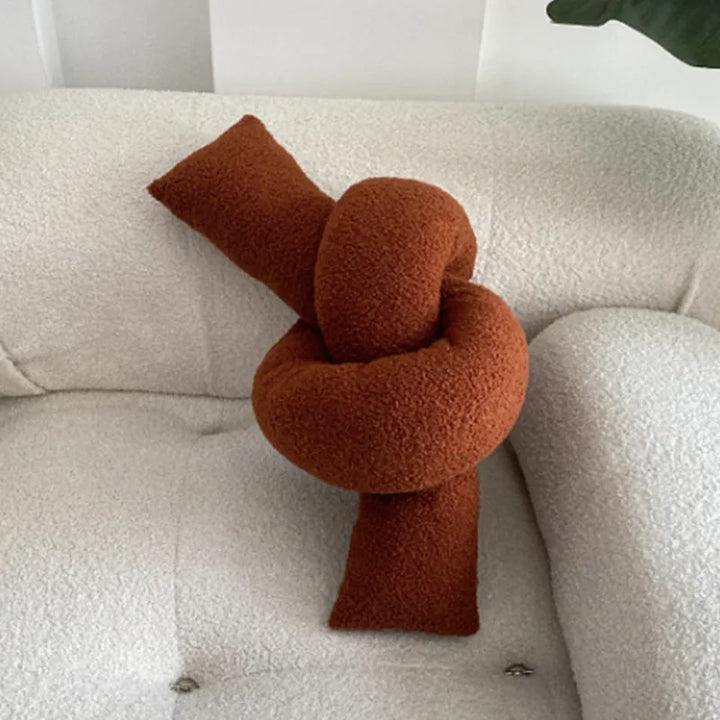 Nordic Bouclé Abstract Cushion – Minimalist Plush Pillow